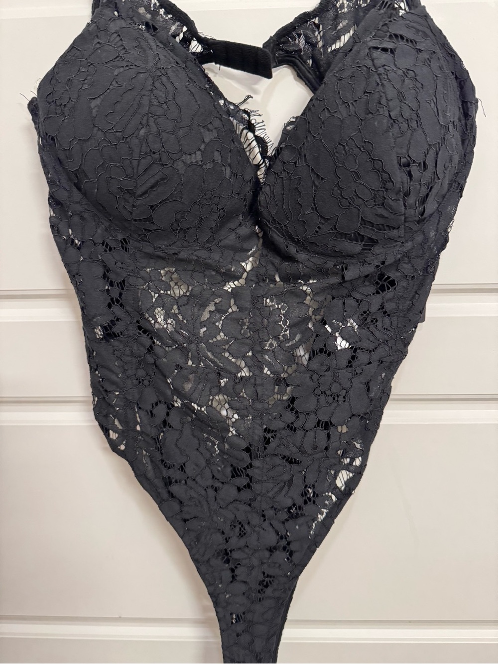 Fashion Nova Plus Size Black Lace Open Back Cut Out Bodysuit